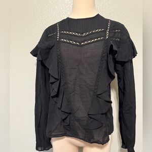 Express Black‎ Lace Ruffle Blouse